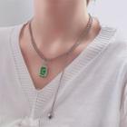 Rectangle Faux Crystal Pendant Alloy Necklace / Earring