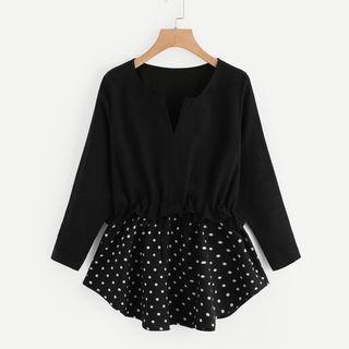 Long-sleeve Dotted Panel Top