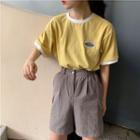 Embroidered Short-sleeve Ringer T-shirt / Cargo Shorts