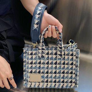 Tweed Crossbody Bag Blue & White - One Size