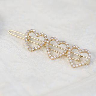 Faux Pearl Heart Hair Clip Love Heart - One Size