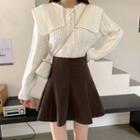 High-waist A-line Plain Mini Skirt