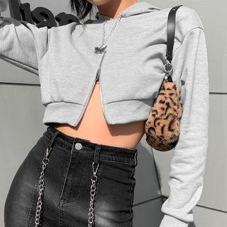 Butterfly Print Cropped Hoodie