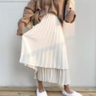 Asymmetric Layered Accordion Pleat Midi Skirt