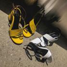 Color-block Ankle-strap Chunky-heel Sandals