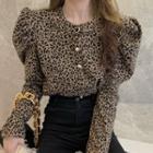 Leopard Print Button-up Blouse Leopard Print - Brown - One Size