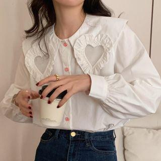 Sailor Collar Frill Trim Heart Blouse