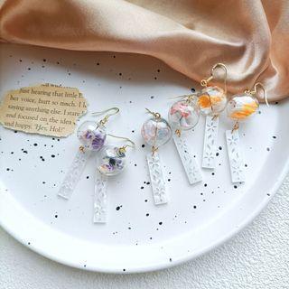 Fabric Glass Wind Chime Dangle Earring