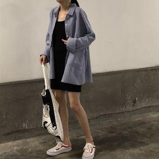 Pockets Long Sleeve Striped Boyfriend Shirt