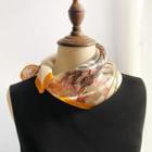 Flower Silk Scarf Almond & Orange - One Size