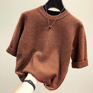 Short-sleeve Crew-neck Knit Top