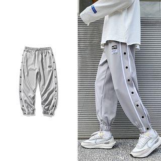 High-waist Drawstring Applique Sweatpants