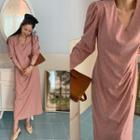 Ruched Paisley Long Dress Light Pink - One Size