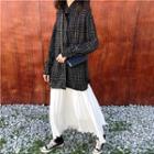 Tweed Loose-fit Jacket / Plain Pleated Skirt