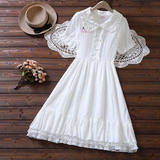 Short Sleeve Cherry Embroidered Dress