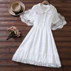 Short Sleeve Cherry Embroidered Dress