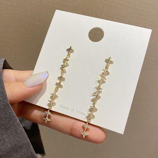 Star Rhinestone Dangle Earring 1 Pair - E4095 - 925 Silver - Gold - One Size