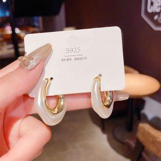 Hoop Earring Cs0324 - 1 Pair - Gold & White - One Size