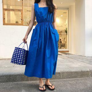 Sleeveless Square Neck A-line Midi Dress