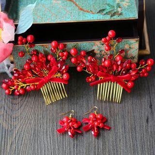 Set : Embellished Hair Comb + Earrings