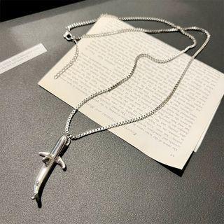 Shark Pendant Alloy Necklace Silver - One Size