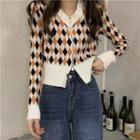Pattern Knit Zipped Jacket
