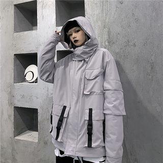 Front Pocket Buckled Hooded Jacket