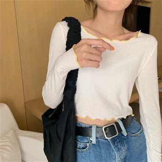 Frill Trim Cropped T-shirt