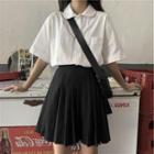 Pleated Mini Skirt / Short-sleeve Shirt