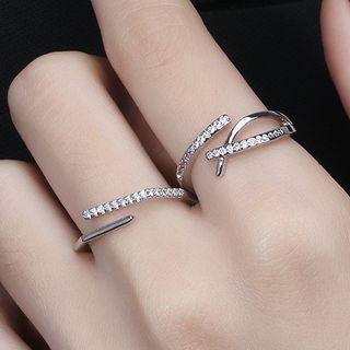 Rhinestone Sterling Silver Layered Ring