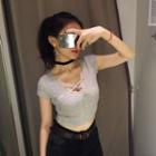 Cross-strap Short-sleeve Cropped T-shirt