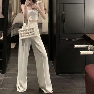 Set: Cropped Camisole Top + Wide Leg Pants