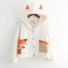 Fox Embroidered Hooded Zip Jacket