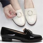 Round-toe Hoop-accent Patent Loafers