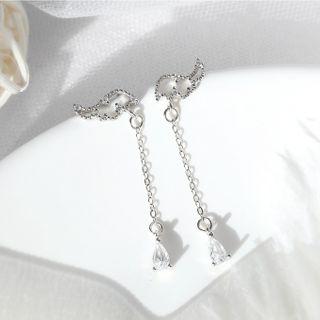 Rhinestone Wing Earring 1 Pair - As Shown In Figure - One Size