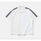 Short-sleeve Contrast Trim Zip Jacket