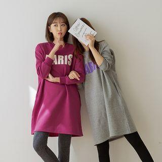 Fleece-lined Letter Sweatshirt Dress
