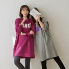 Fleece-lined Letter Sweatshirt Dress