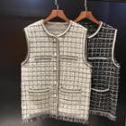 Tasseled Tweed Button-up Vest