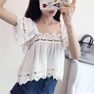 Crochet Trim Short Sleeve Top