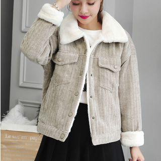 Fleece Collar Snap-buttoned Jacket