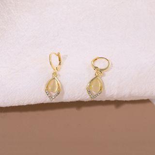 Rhinestone Gemstone Drop Earring 1 Pair - Gold - One Size