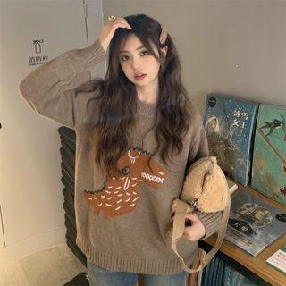 Cartoon Jacquard Sweater Khaki - One Size