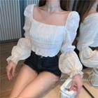 Off-shoulder Bell-sleeve Blouse As Shown In Figure - One Size