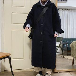 Single Breast Coat Dark Navy Blue - One Size