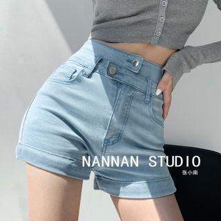 Dual-waistline Denim Shorts