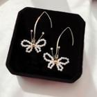 Faux Pearl Butterfly Dangle Earring 1 Pair - White - One Size