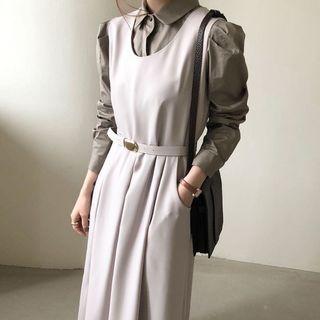 Plain Shirt / Midi Jumper Dress / Belt / Set