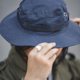 Bucket Hat With Drawstring Navy Blue - One Size