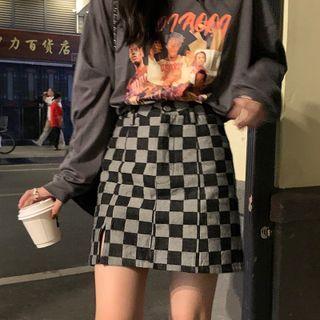 Checkerboard Mini Pencil Skirt
